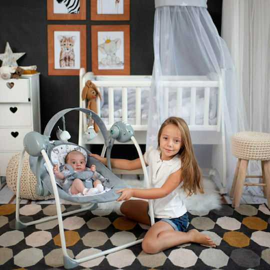 Lorelli Electric Baby Relax Swing Portofino with Music Cameo Rose Stars for Child up to 9kg
