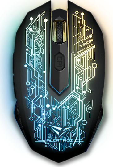 Alcatroz X-Craft Tron 5000 RGB Геймърска Мишка 3200 DPI Черен