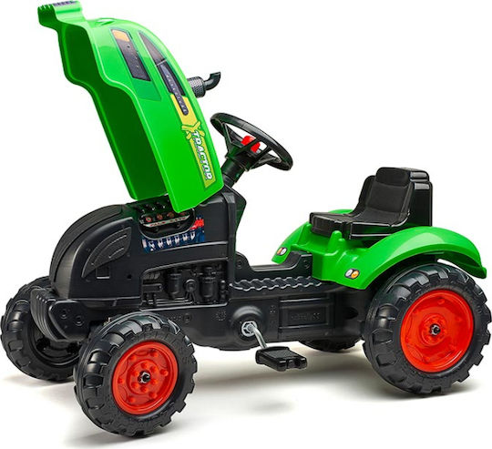 Tractor pentru copii XTractor De la picior la podea cu caruta si pedala Verde