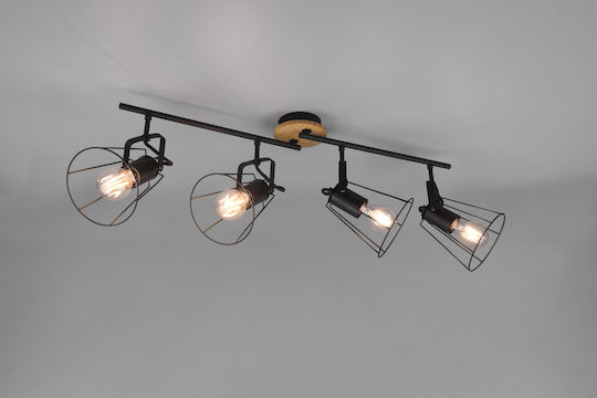 Trio Lighting Jaipur Σποτ με 4 Φώτα και με Ντουί E27 σε Μαύρο Χρώμα