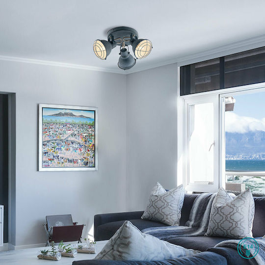 Fan Europe Τριπλό Σποτ με Ντουί E14 σε Γκρι Χρώμα