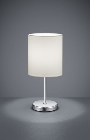 Trio Lighting Jerry Metallisches Tischlampe für E14 Fassung mit Weißem Hut und Silberner Basis