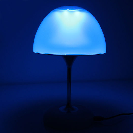 JY85 Metal Table Lamp LED with White Shade and Silver Base