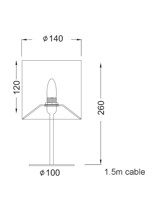 Aca Metal Table Lamp for Socket E14 with Black Shade and Base