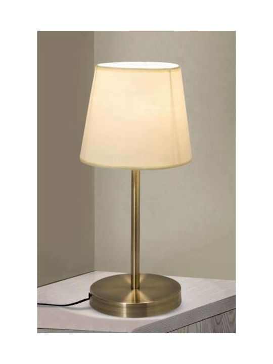 Home Lighting Metal Table Lamp for Socket E27 with White Shade and Silver Base