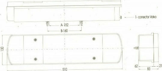 Mars Tech Φως LED με Βίδες Πίσω Φανάρι Πολυλειτουργικό για Volvo FH 1993-2005 με Φίσα Αριστερό 1τμχ