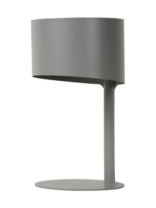 Lucide Lightning Knulle Metal Table Lamp for Socket E14 with Gray Shade and Base