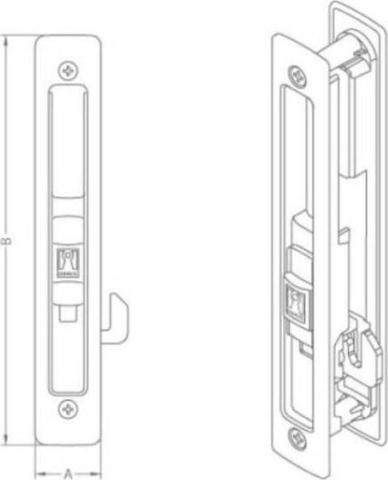 Domus Kliklok Lock for Sliding Aluminum Doors Silver with Key