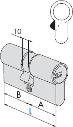 Domus Lock Cylinder Security ECON 65mm (30-35) with 5 Keys Silver