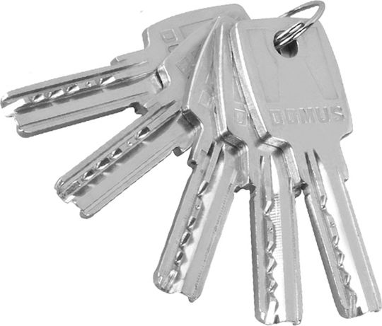 Domus Lock Cylinder Security ECON 65mm (30-35) with 5 Keys Silver