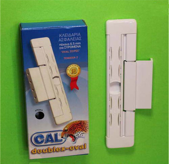 Cal Doublex Oval Lock for Sliding Aluminum Doors White