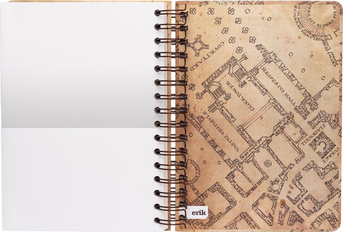 Blue Sky Studios Harry Potter Marauders Map Notizbuch 90 Blätter A5 mit leeren Seiten und Gummiband Braun