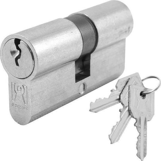 Domus Lock Cylinder Security Alfa 90mm (30-60) with 5 Keys Silver