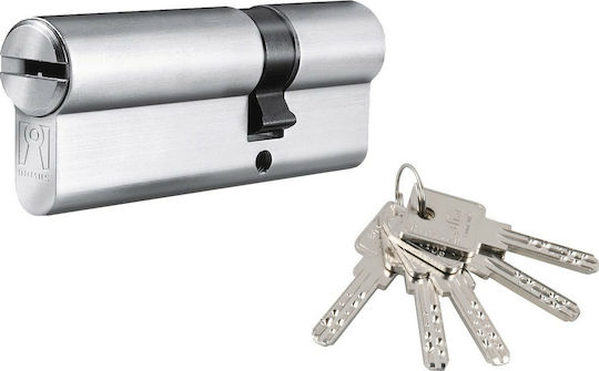 Domus Lock Cylinder Security Alfa 90mm (30-60) with 5 Keys Silver