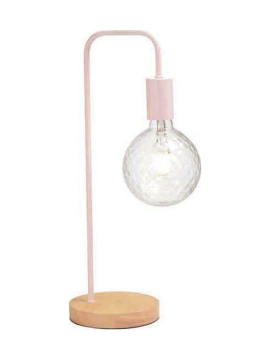 Aca Naxos Metal Table Lamp for Socket E27 with Pink Base