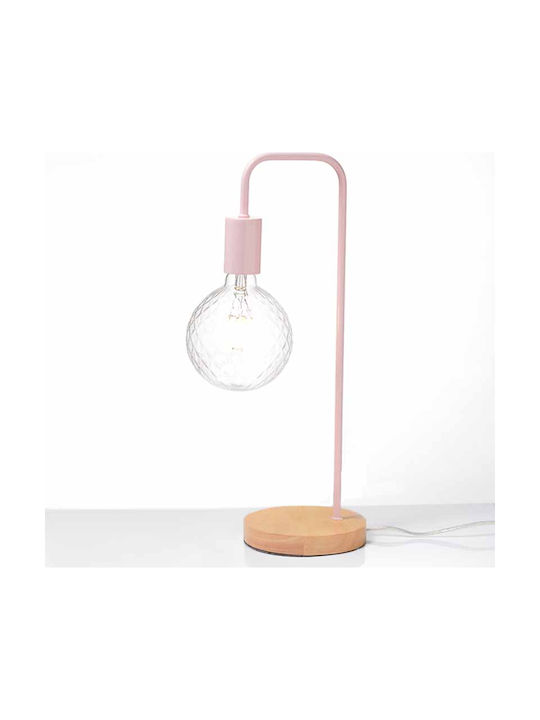 Aca Naxos Metal Table Lamp for Socket E27 with Pink Base