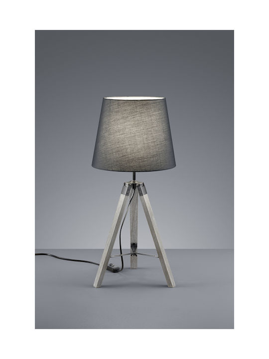 Trio Lighting Tripod Wood Table Lamp for Socket E27 with Gray Shade and Base