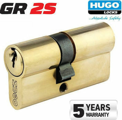 Hugo Locks Κύλινδρος Κλειδαριάς Ασφαλείας 60mm (27-33) με 3 Κλειδιά Χρυσός