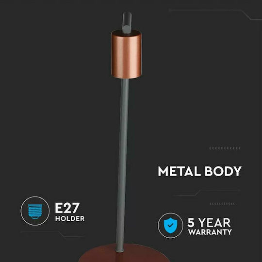V-TAC Metal Table Lamp for E27 Socket with Copper Base
