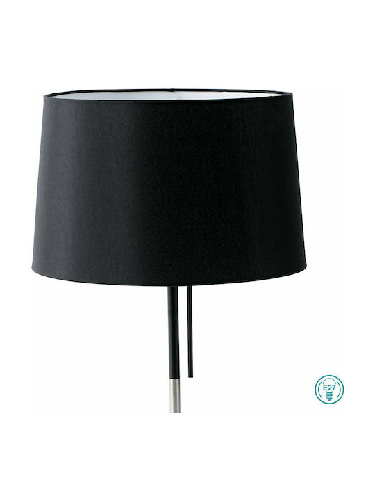 Faro Barcelona Metal Table Lamp for Socket E27 with Black Shade and Silver Base