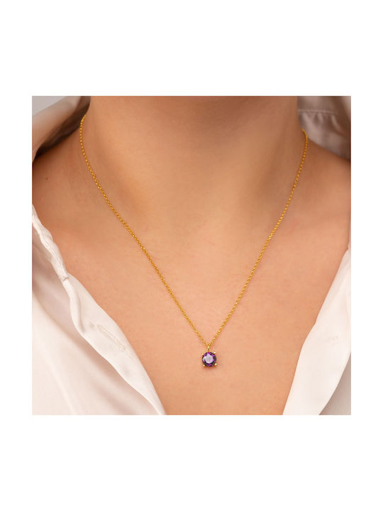 Excite-Fashion Necklace from Gold Plated Silver with Zircon