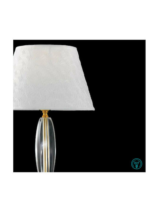 Fan Europe Epoque Crystal Table Lamp for Socket E27 with White Shade and Transparent Base