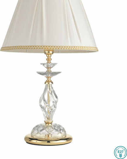 Ondaluce Crystal Table Lamp for Socket E27 with White Shade and Transparent Base