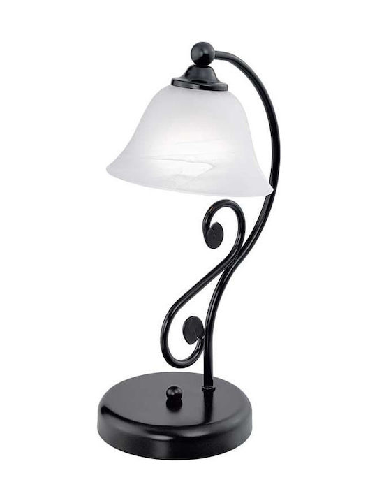 Eglo Metal Table Lamp for Socket E14 with White Shade and Black Base