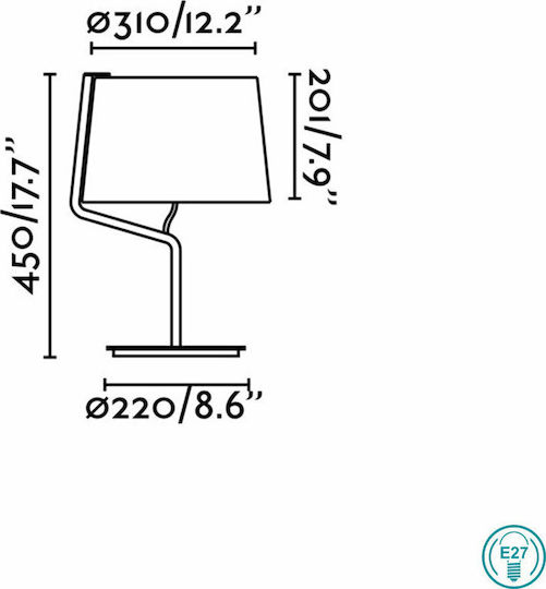 Faro Barcelona Метална Настолна лампа за Цокъл E27 с Черен Абажур и Основа
