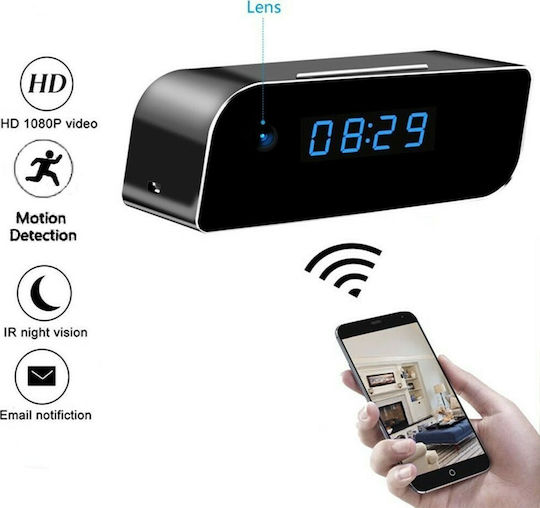 Hidden Camera WiFi Clock 720P with Memory Card Slot and Motion Detector