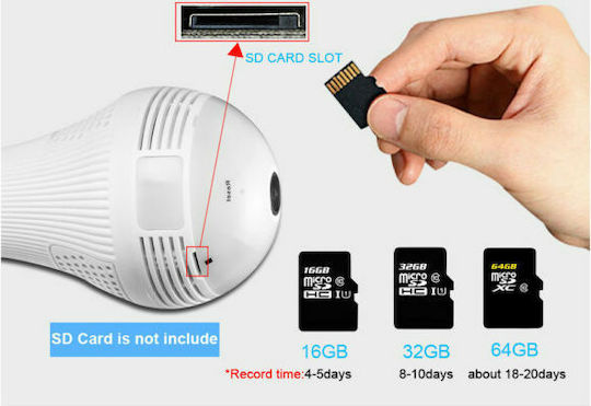 Κρυφή Κάμερα WiFi Λάμπα 1080p με Υποδοχή για Κάρτα Μνήμης και Ανιχνευτή Κίνησης