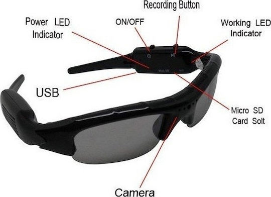 Hidden Camera Action Spy SunGlasses Glasses with Memory Card Slot