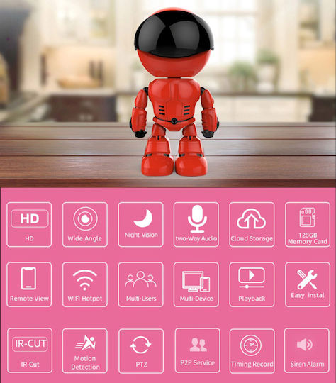 Andowl Spionagekamera WiFi Roboter 1080p mit Speicherkartensteckplatz und Bewegungsmelder