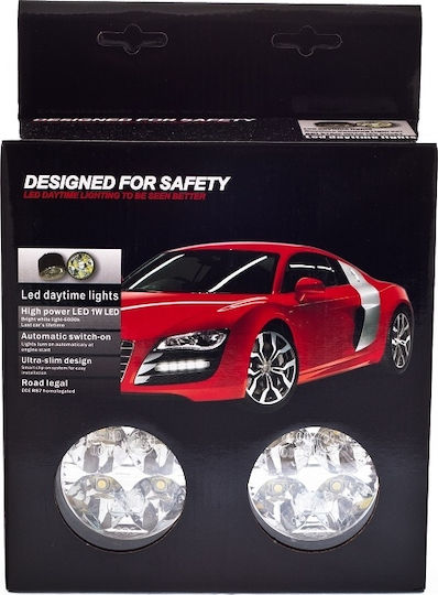 Auto Gs DRL 510 Στρογγυλό Φώτα Ημέρας Αυτοκινήτου LED Universal 1W 2τμχ