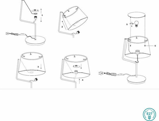 Faro Barcelona Metal Table Lamp for Socket E27 with White Shade and Base