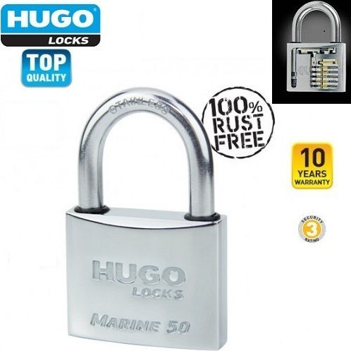 Hugo Locks Marine Steel Padlock Brass with Key 30mm 1pcs