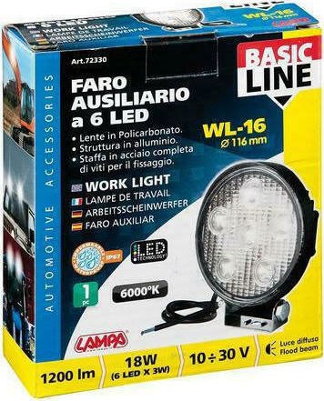 Lampa WL-16 Roundς Waterproof Headlights Car LED Universal 10 - 30V 18W 11.6cm 1pcs