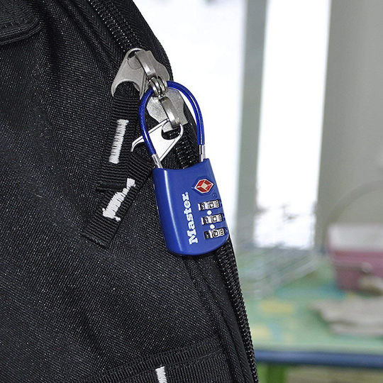 Master Lock 4688EURD Aluminum Padlock with Cable Combination with TSA Certification 30mm Silver 1pcs