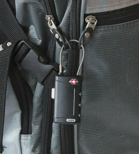 Abus 148/TSA Aluminiu Lăcăt cu Cablu Combinație cu Certificare TSA 30mm Black 1buc