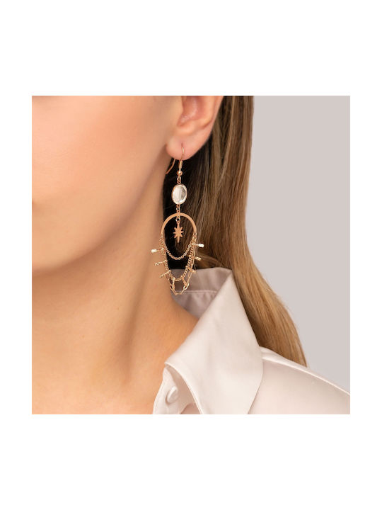 Excite-Fashion Steel Series Earrings Pendants made of Steel Gold Plated with Stones