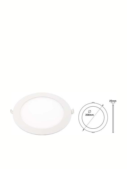 Eurolamp Round Recessed LED Panel 16W with Warm White Light 20x20cm