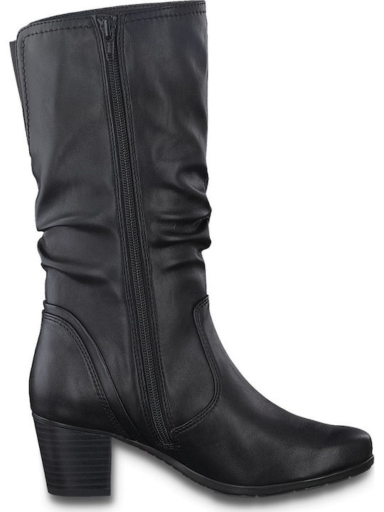 Anatomic Synthetic Leather Medium Heel Women's Boots with Rubber / Zipper Black