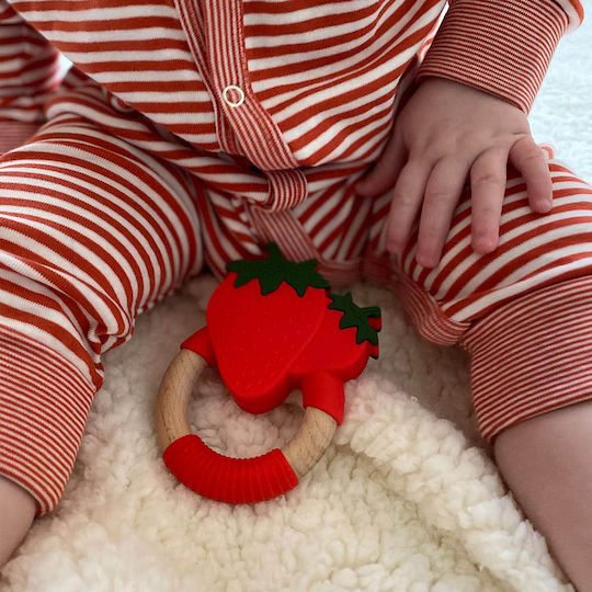 Nibbling Strawberry Teething Ring from Silicone for 3 Months+