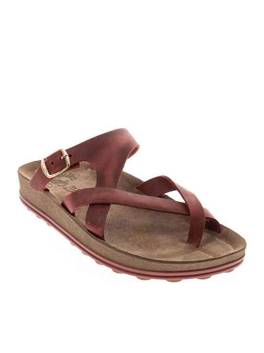 Fantasy Sandals Ariadni Leather Women's Flat Sandals Anatomic In Brown Colour