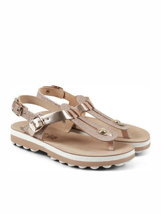 Marlena Leather Women's Flat Sandals Anatomic Rose Gold