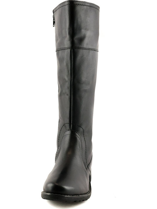 Anatomic Leather Riding Boots with Zipper Black