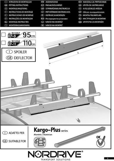 Nordrive Autodachträger-Windschutzscheiben Kargo-Plus Windschutzscheibe für Aluminium-Stangen Kp-95cm 1 Stück 1Stück