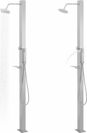 vidaXL Pool Shower 210x10x6.5cm Silver