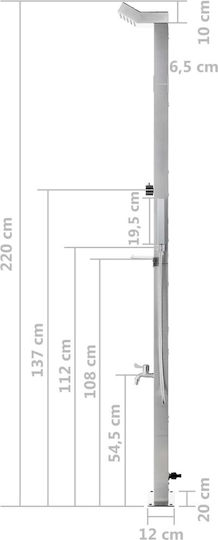 vidaXL Pool Shower Made of PVC with Height 220cm Silver