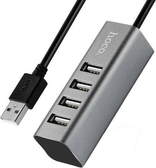 Hoco HB1 USB-Hub mit 4 Anschlüssen USB 2.0 mit USB-A Anschluss in Grau